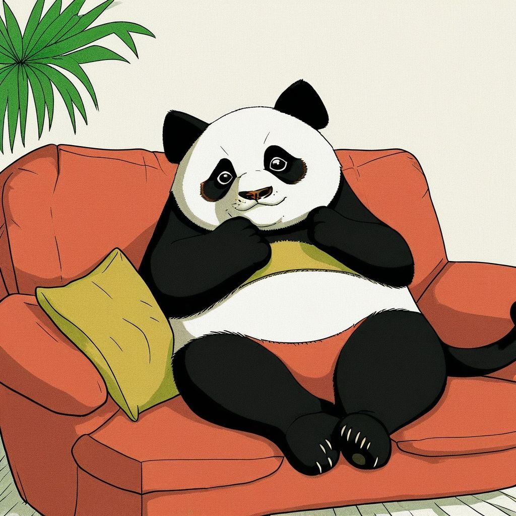 panda no sofá